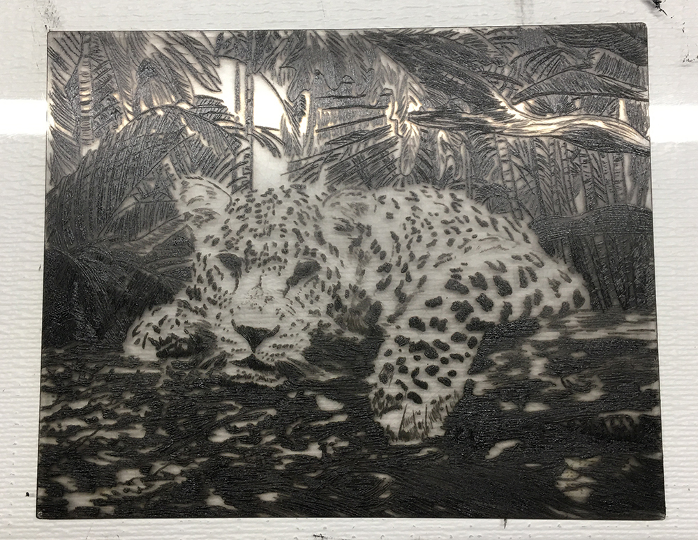 Leopard inked etched plate